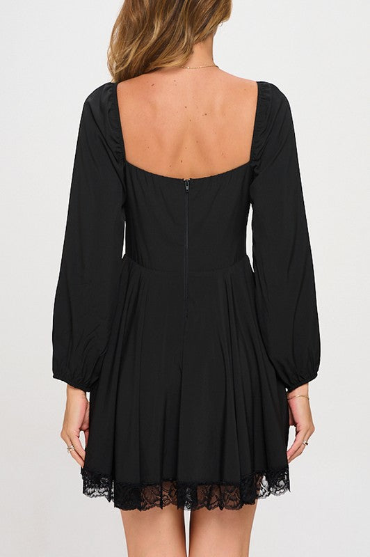 Blk Lace trim dress