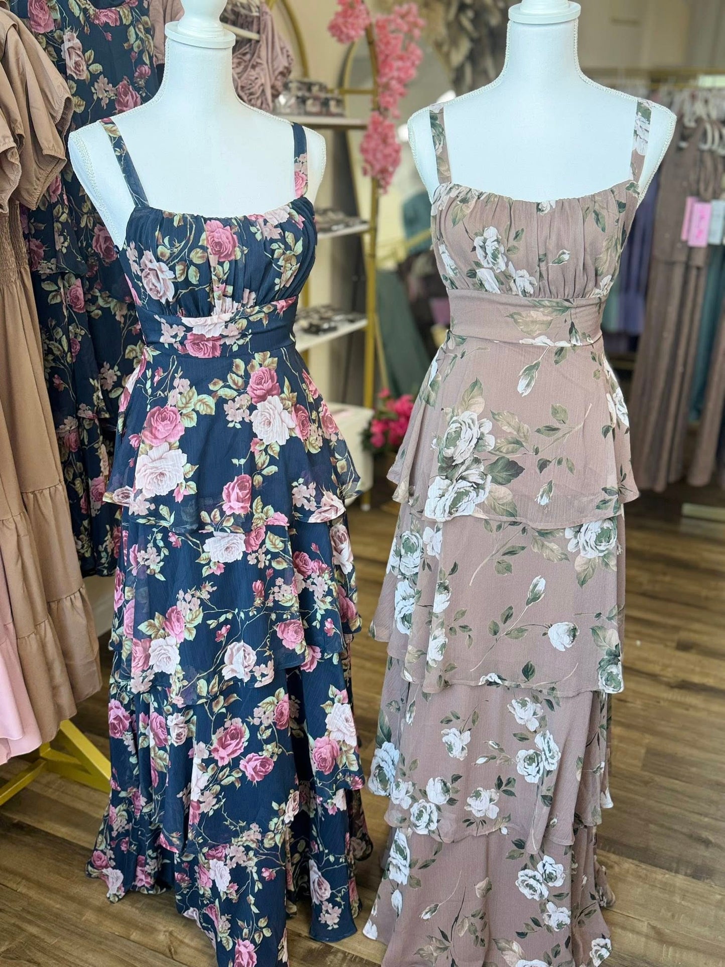 Tan Floral Maxi dress