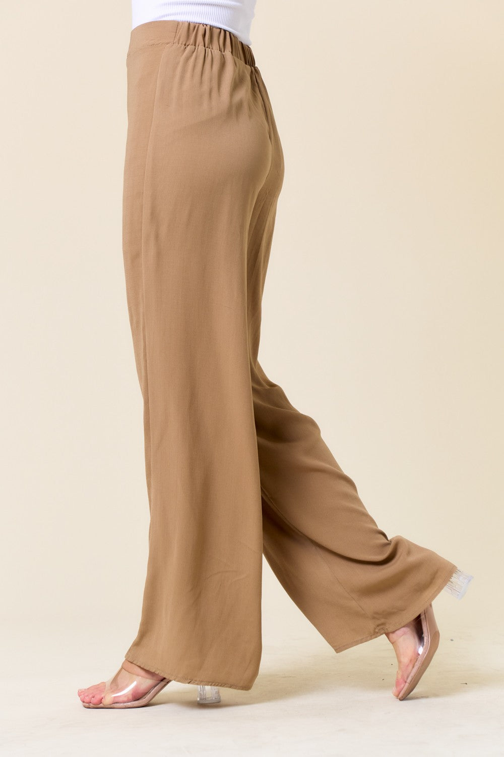 Classic Wide Leg Trousers With Elastic Back