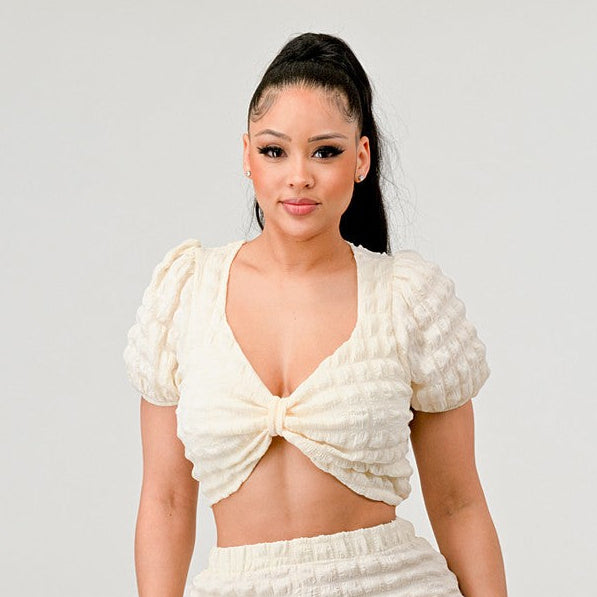 Bubble Grid Crop Top