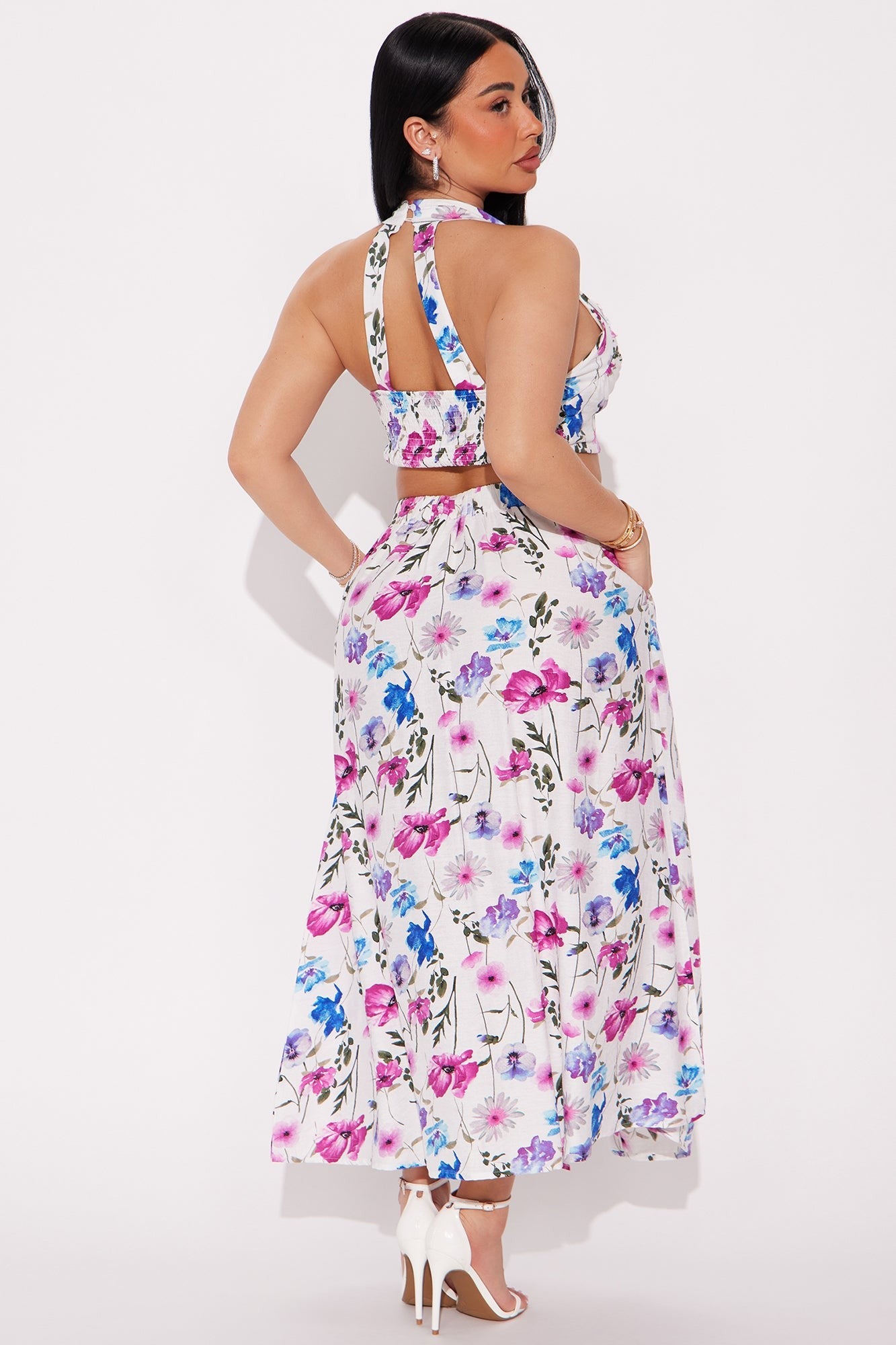 Sweetheart White Floral Dress 2pc set