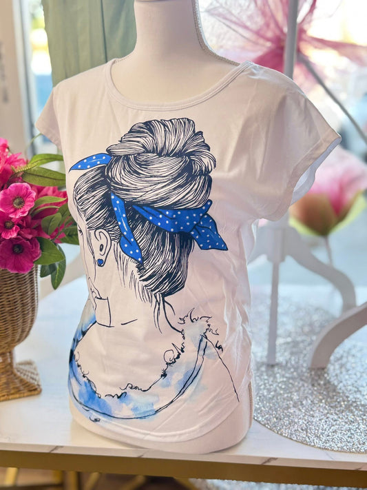 Blue Bow Lady t- shirt