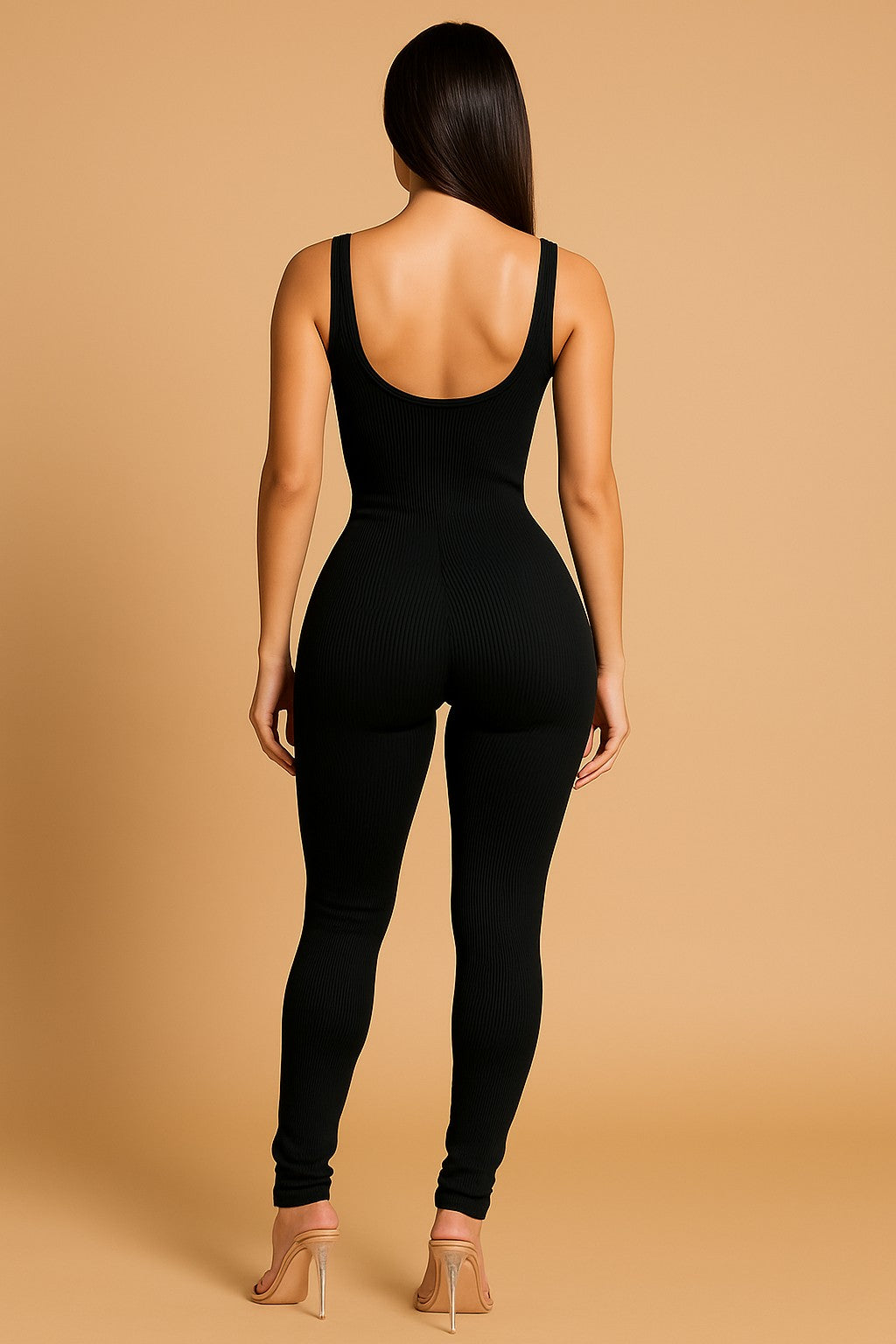 Ribbed Button- Up Jumpsuit