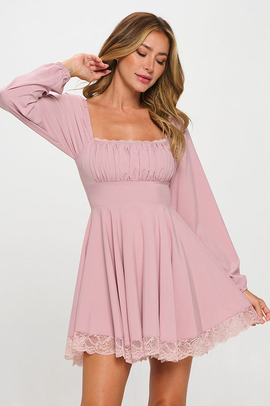 Pink Lace Trim dress