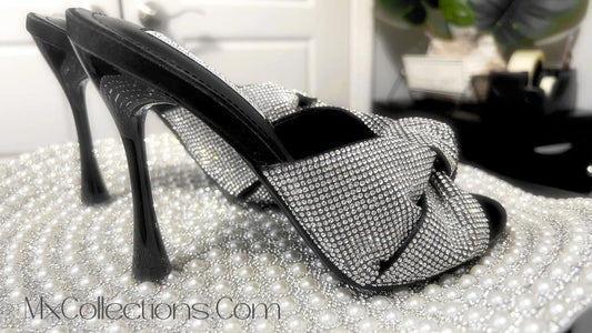 blk rhinestone tie sandal