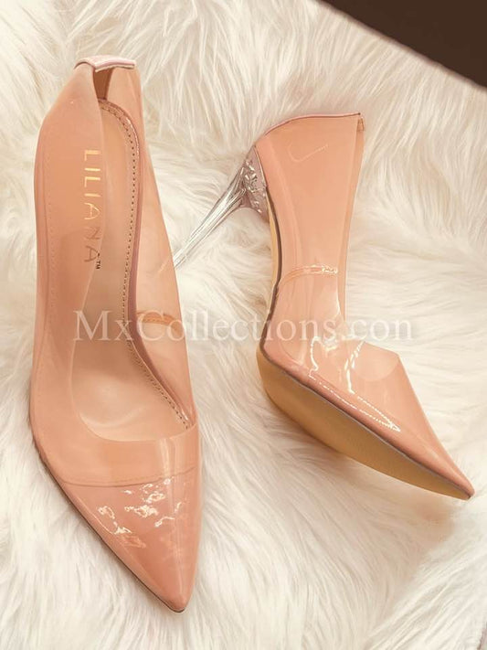 nude pointy pump work Heel