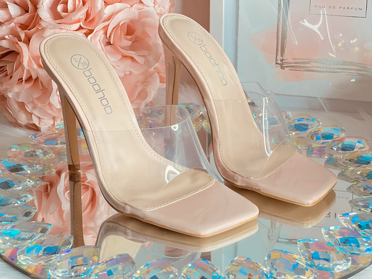 nude square sandal heel