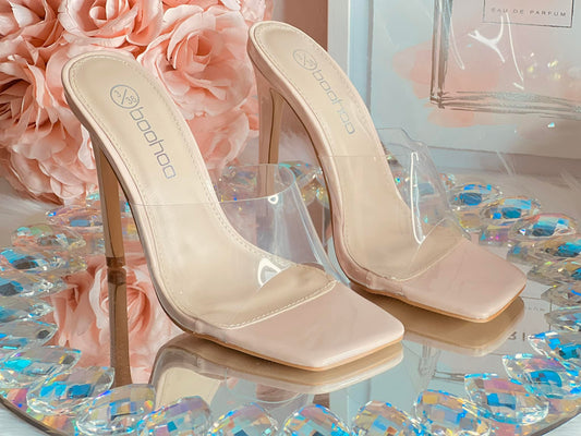 nude square sandal heel