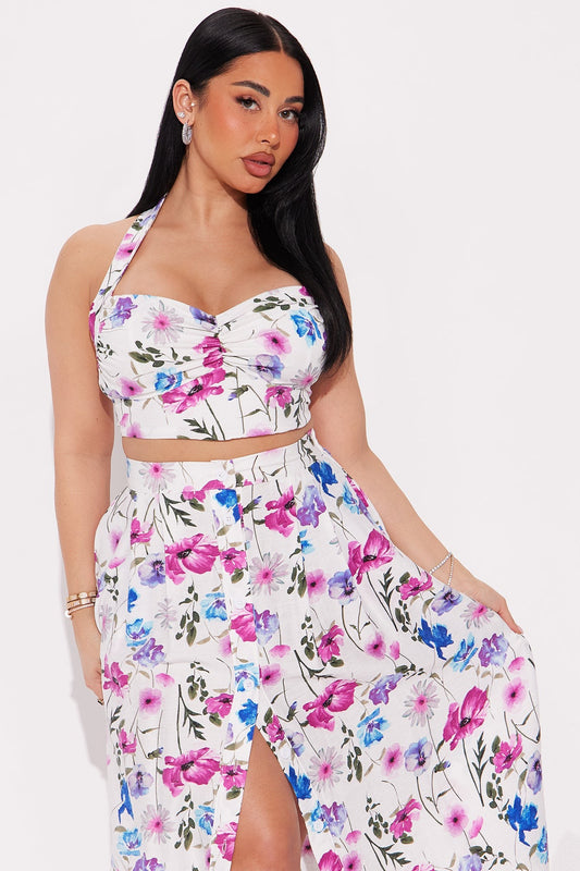 Sweetheart White Floral Dress 2pc set