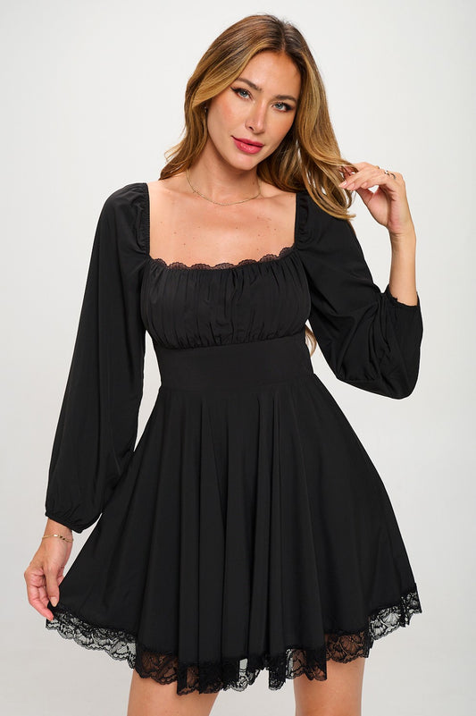 Blk Lace trim dress