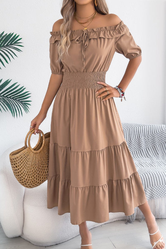 Ruffle off shoulder