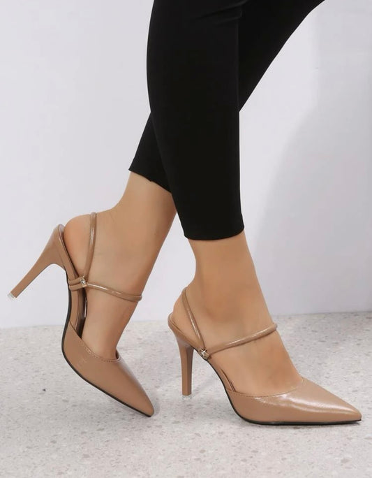 Rhinestone decor pump pointed Heel