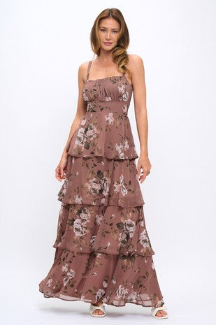 Tan Floral Maxi dress