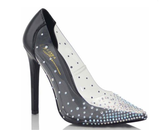 Black Rhinestone Pointy Heel