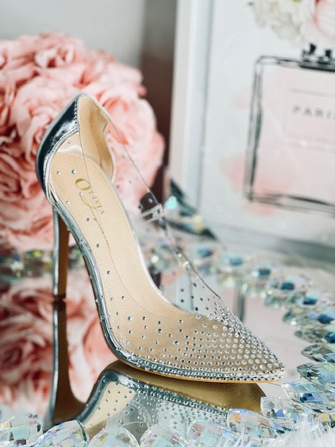 Silver Rhinestone Heel